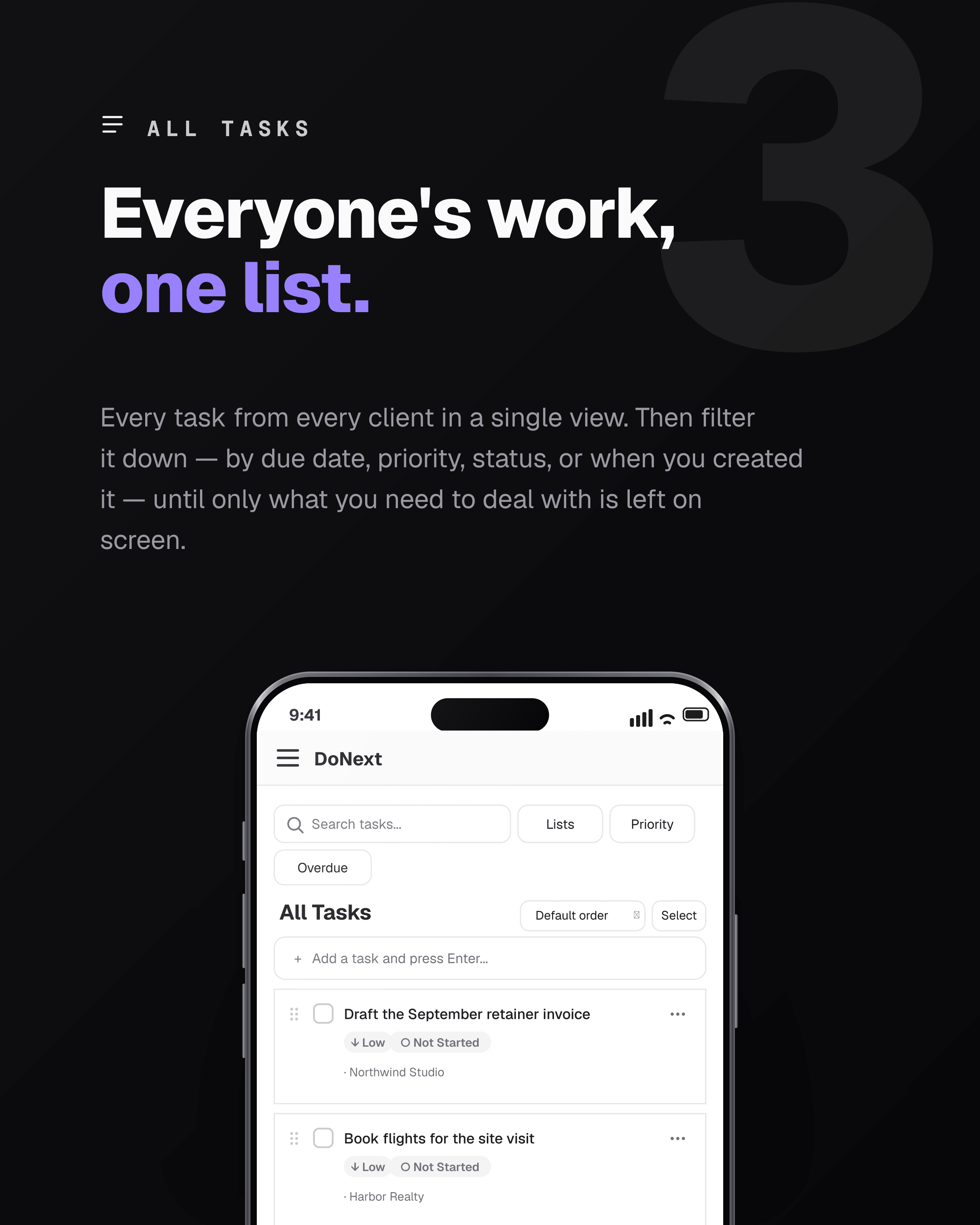 Everyone's work, one list